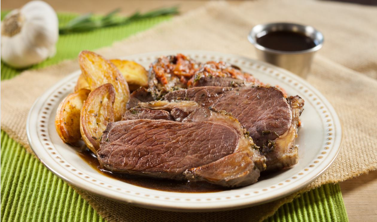 Steak and potatoes with Demi Glace