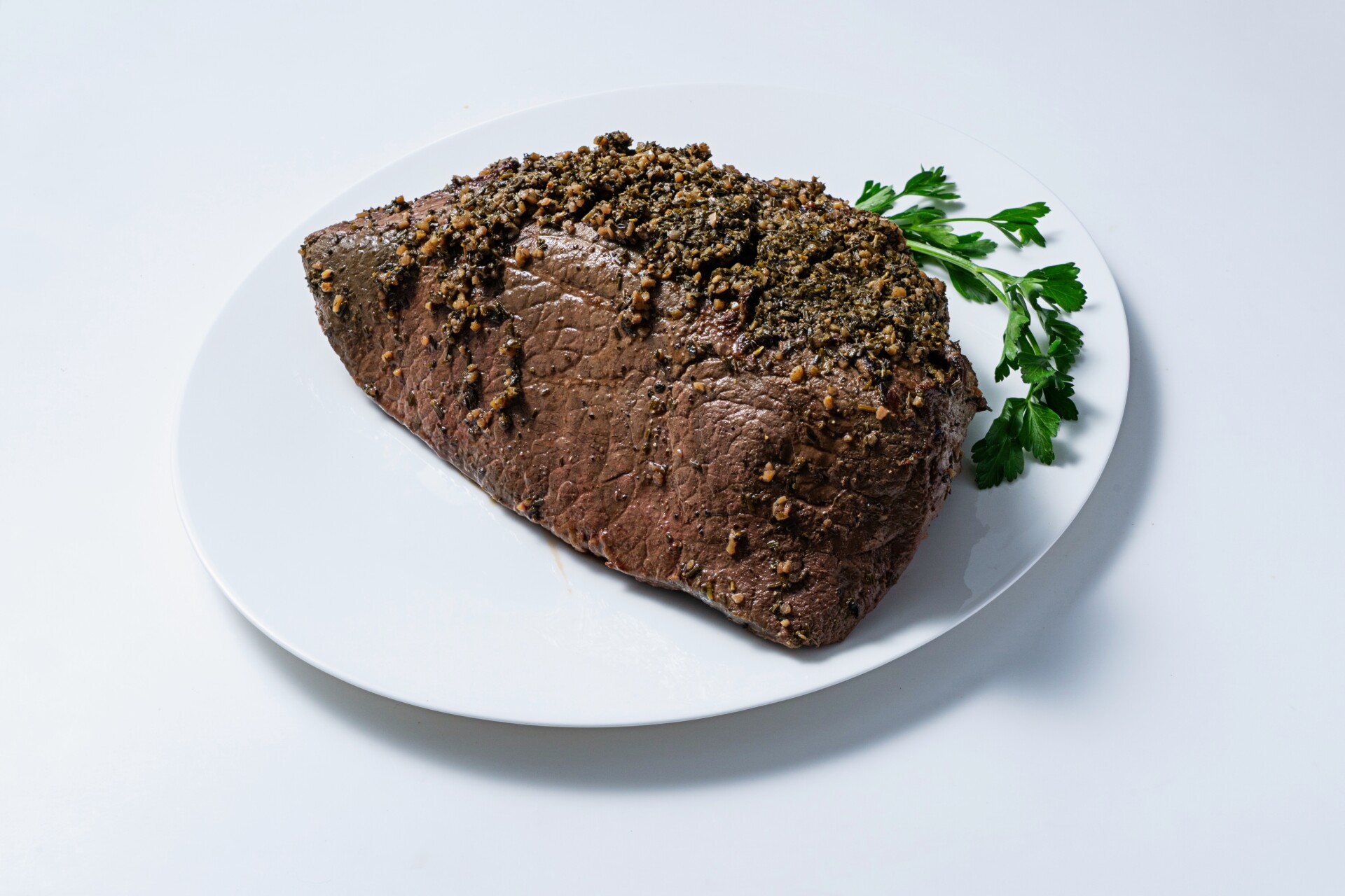 Herb Crusted Roast Beef on plate
